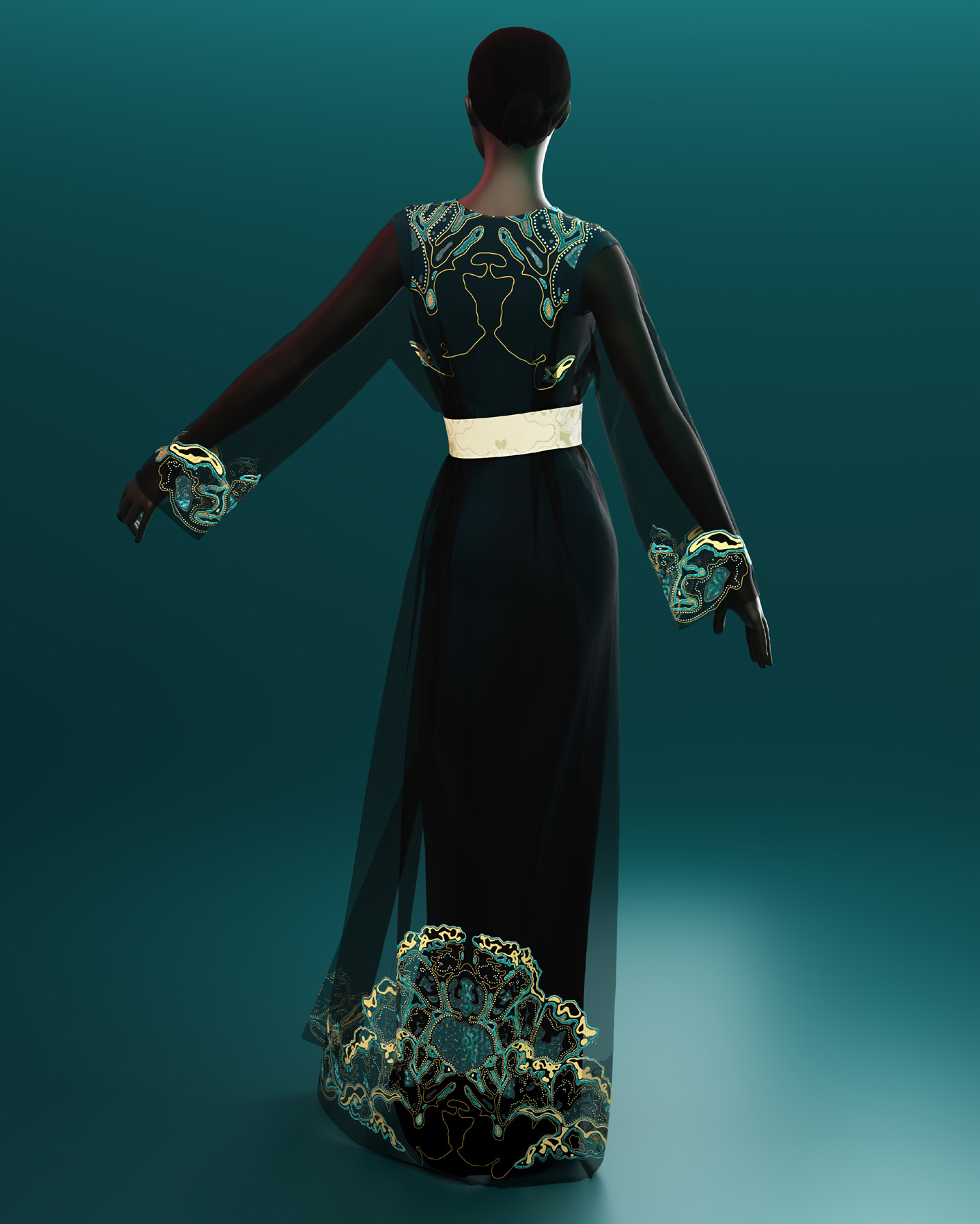 Collection Nassij — caftan rendu dos, Blender