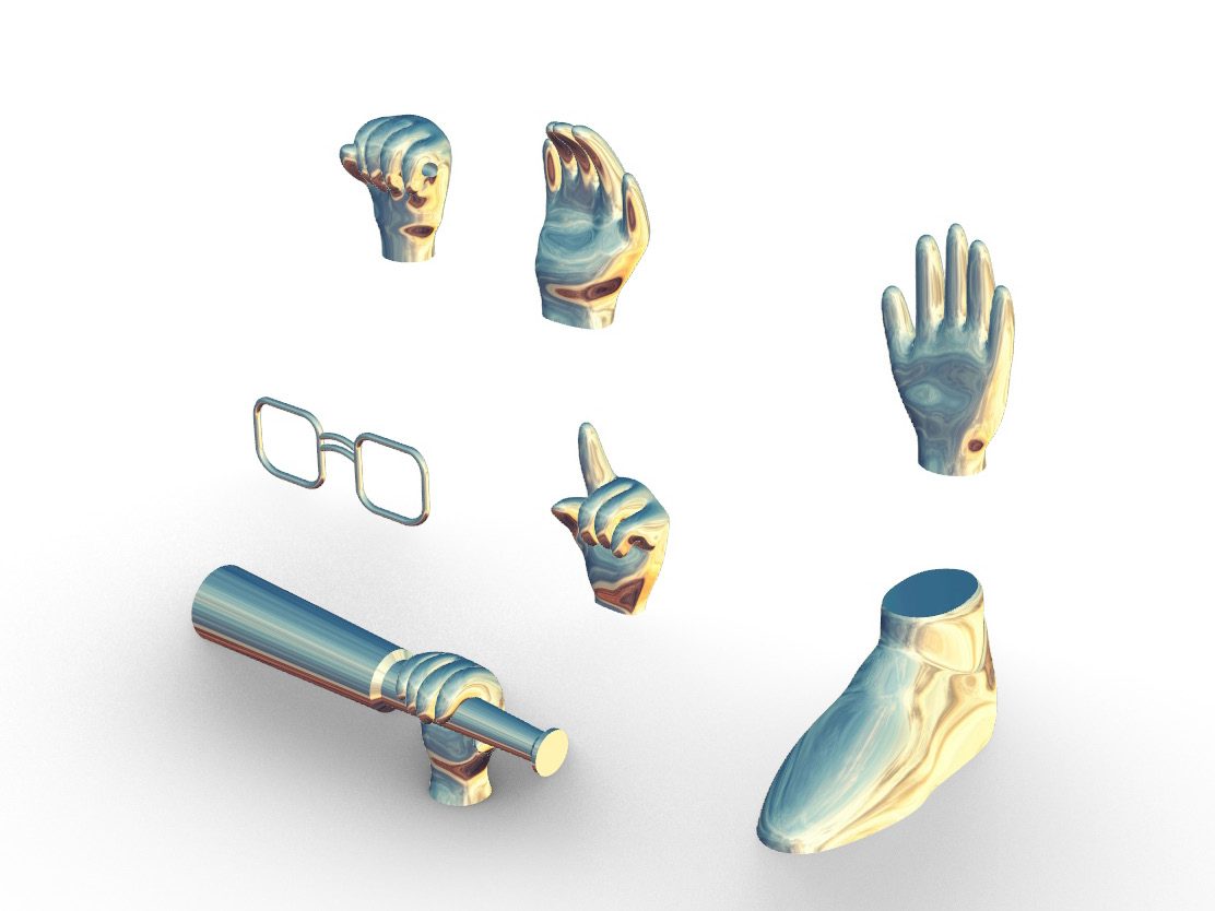 Vitrines Hermès France H21 — Modèle 3D des accessoires
