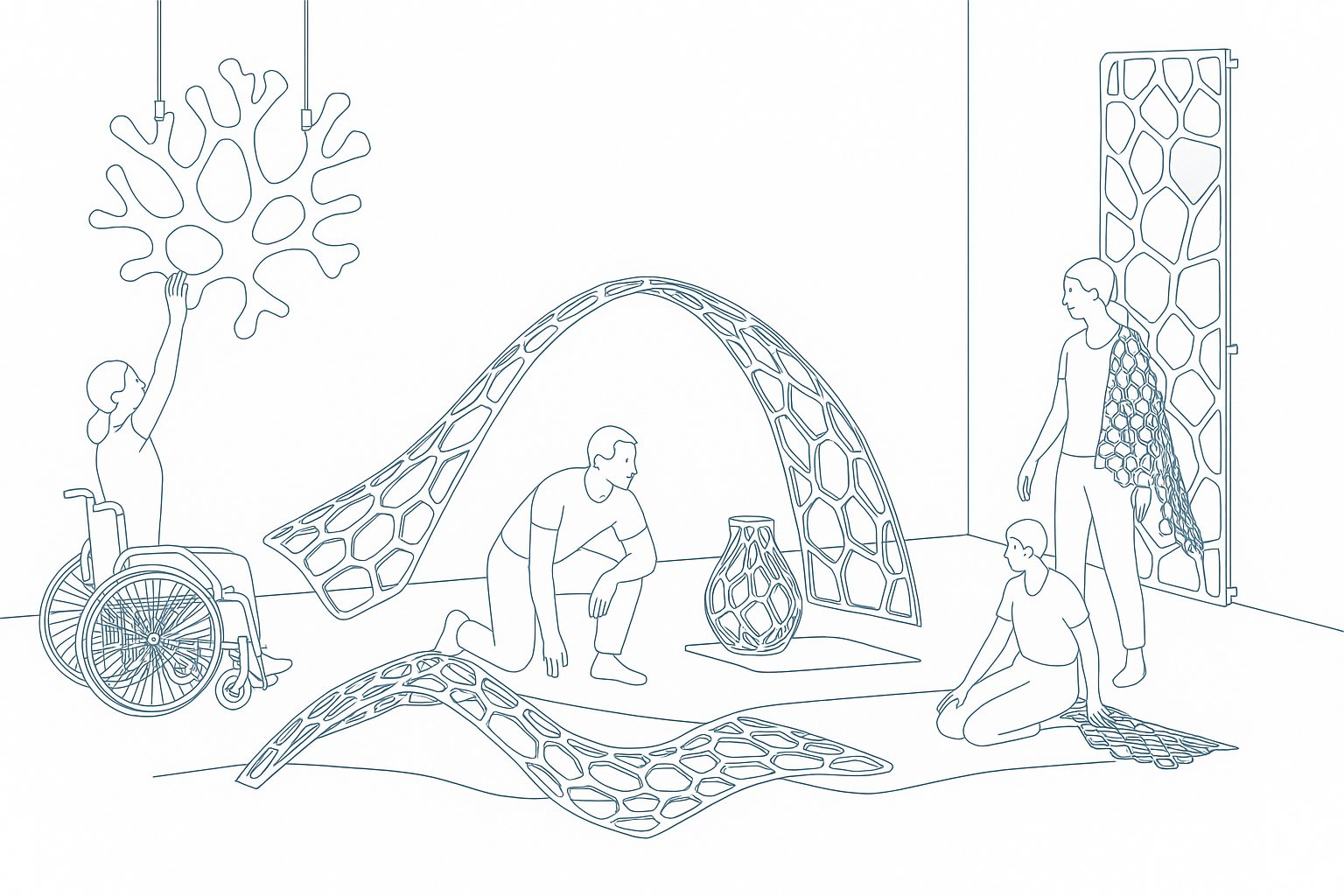 Starting with the Limbs — l'atelier — Planche de concept générée — la scène esquissée