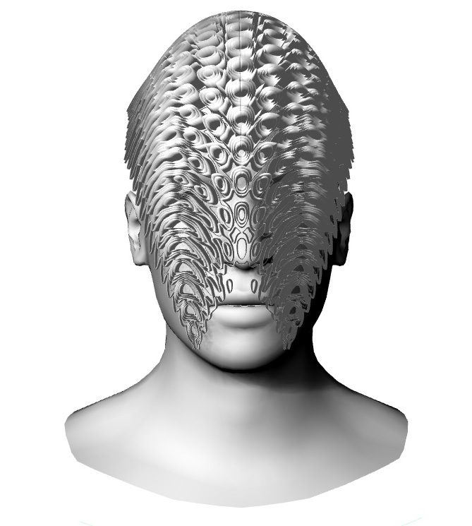 Masques — Body Architecture 2.0 — Thalassic Mask — des lamelles qui suivent le crâne, de face