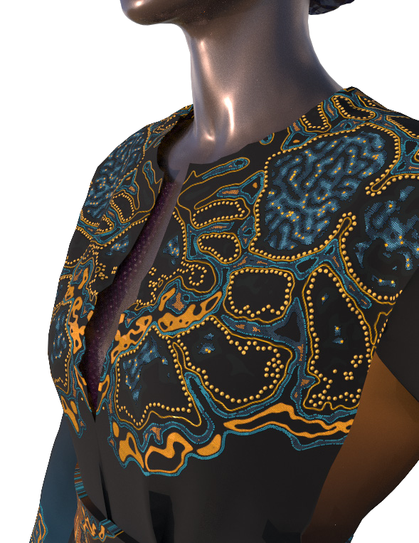 Thalassic Kaftan — Premier montage — buste et fente centrale