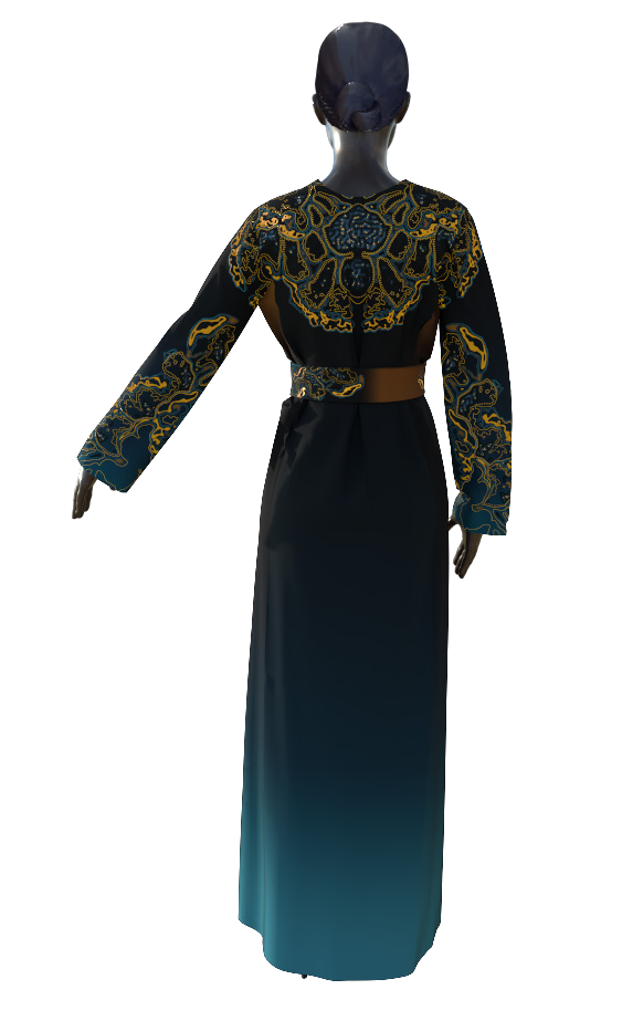 Thalassic Kaftan — Silhouette de dos